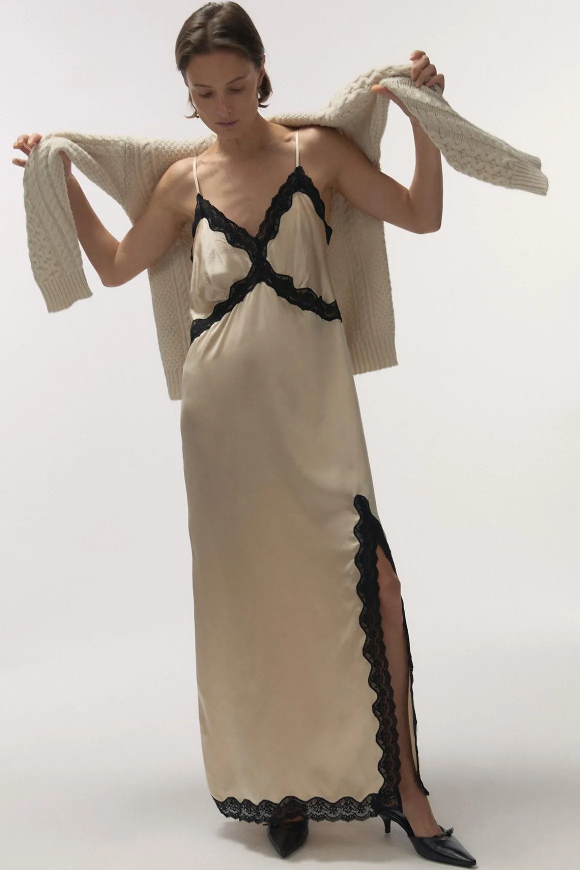 Mist Silky slip dress
